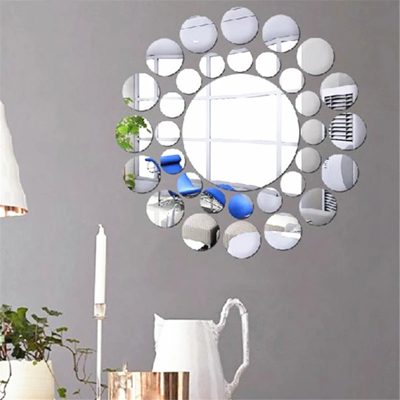Buy 3D Mirror Wall Sticker 1 Set Acrylic Geometric DIY