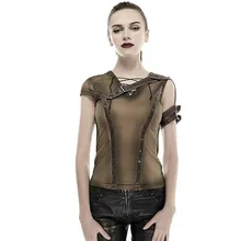 Gothic Armor Shoulder Do Old Steam Punk T-shirt Summer Cotton High Quality Tshirts Short Sleeve Tops Vintage Style Clothing