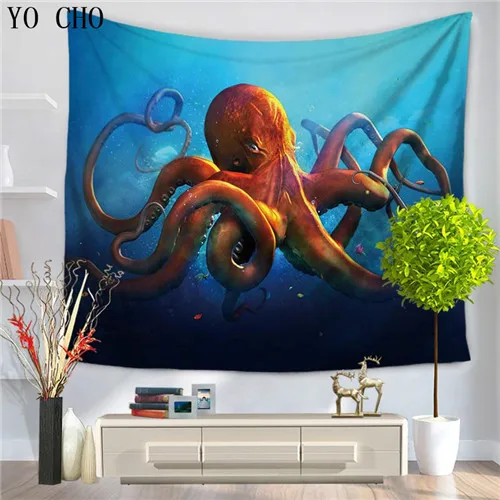 Type 2 Пляжное одеяло YO CHO Octopus 3d хиппи сахарный череп декоративный цветок спальня для дома и общежития Хэллоуин настенный подвесной череп гобелен - Цвет: Type 2