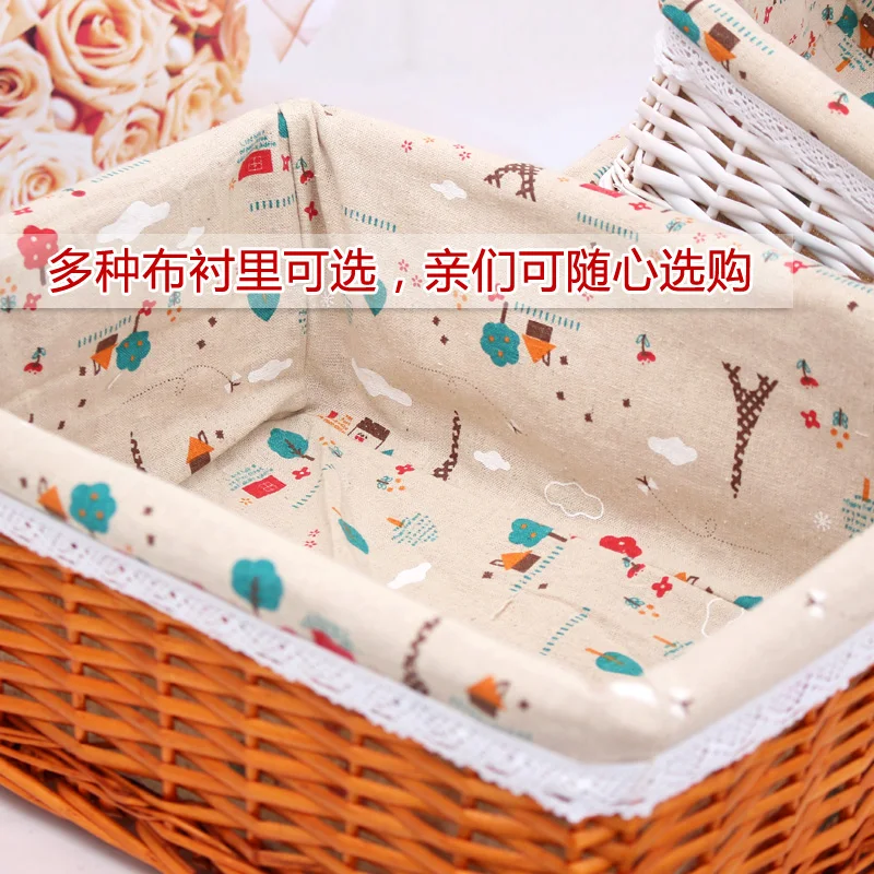 White Wicker Storage Basket Destop Laundry Rattan Woven Storage Box Drawer for Picnic Food Drink Toys Jewelry Sundries Picnic