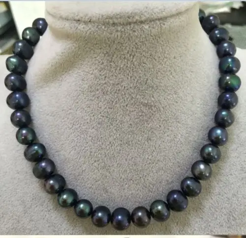 Tahitian 12-13 мм черный жемчуг necklaces18inch