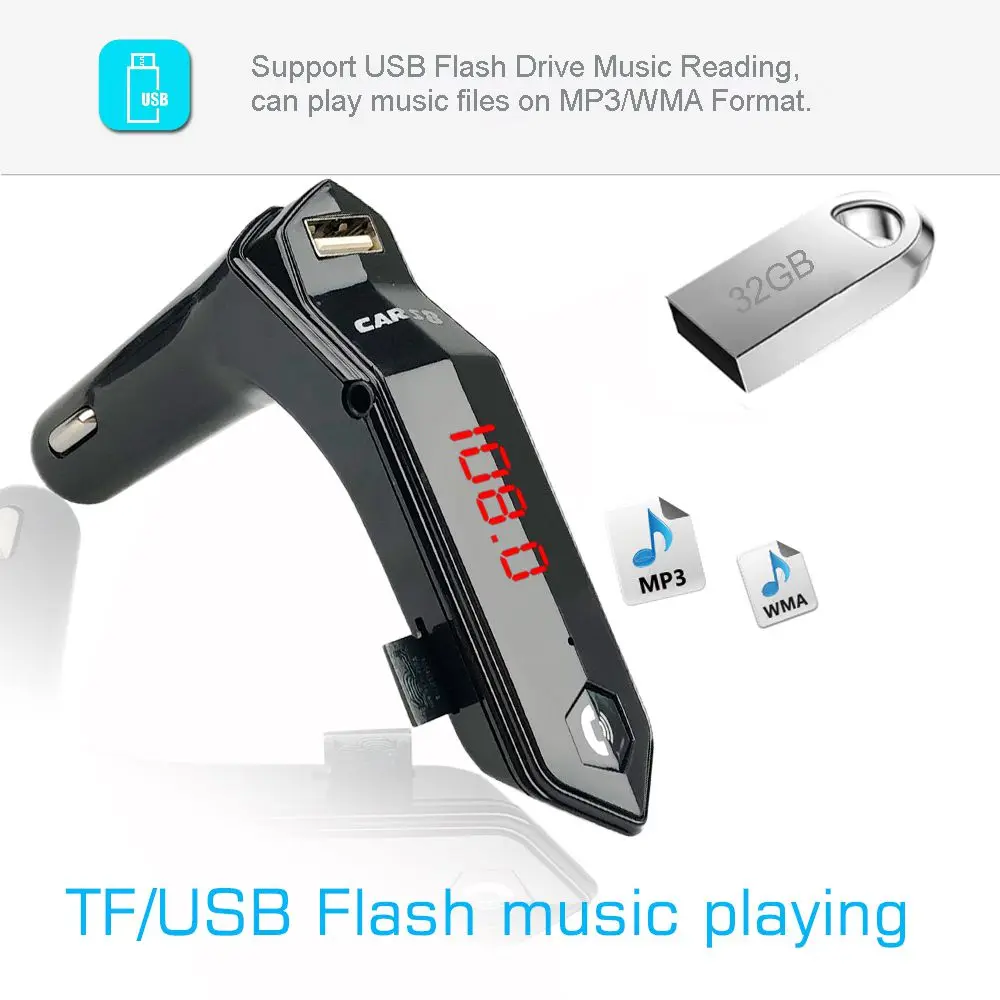 Bluetooth автомобильный комплект MP3-плеер зарядное устройство Handsfree fm-передатчик USB зарядное устройство