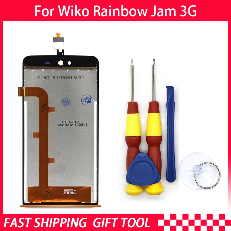 Original5.0inch Touch Screen1280x720LCD Дисплей сборки для Wiko rainbow Jam 3g PhoneReplacement Запчасти+ DisassembleTool+ клей