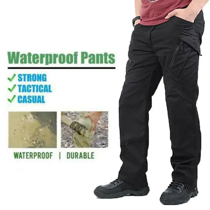 Модные мужские водонепроницаемые рабочие брюки карго с карманами свободные брюки HSJ88