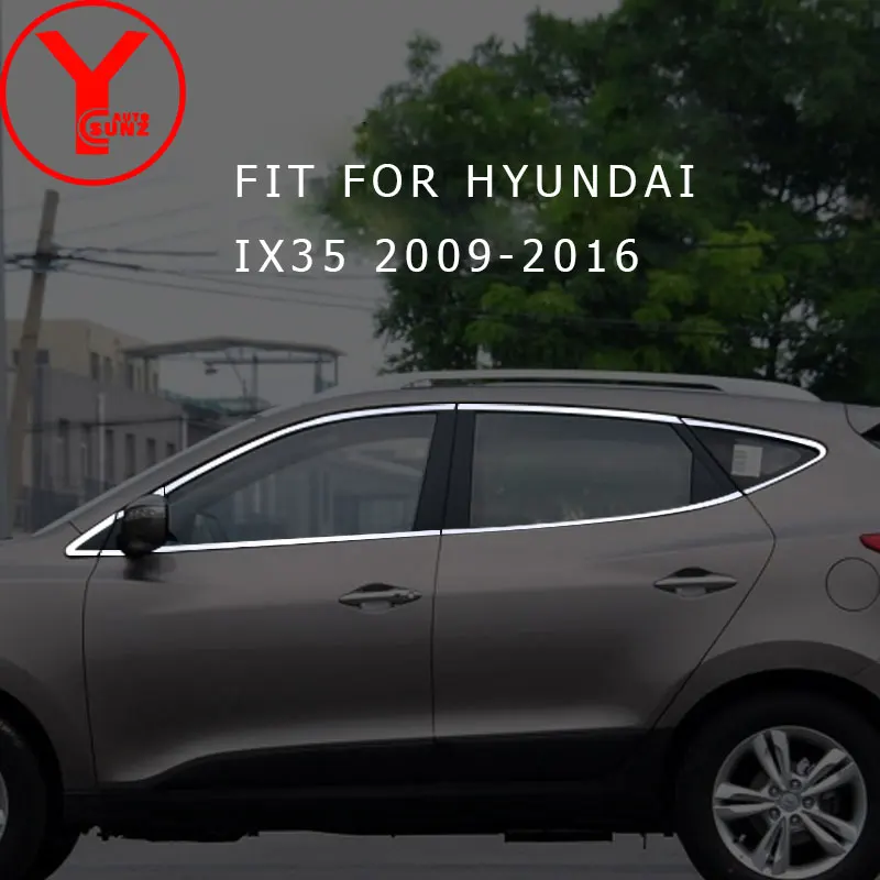 2009- накладки на окна автомобиля из нержавеющей стали для hyundai ix35 аксессуары наклейки для hyundai ix35 2010 2013 YCSUNZ - Цвет: Stainless Steel 16