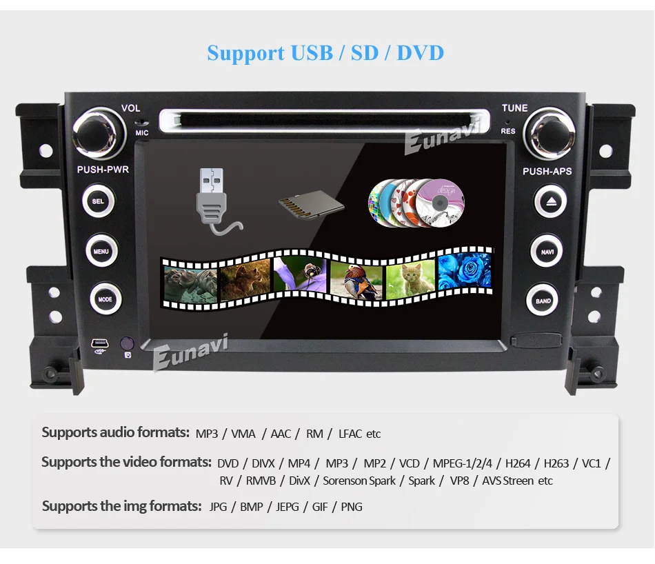 Sale Eunavi 2 Din 7 inch tda7851 Android 8.1 Car Dvd Player For Suzuki Grand Vitara Radio Stereo GPS in dash car pc 1024*600 HD wifi 18
