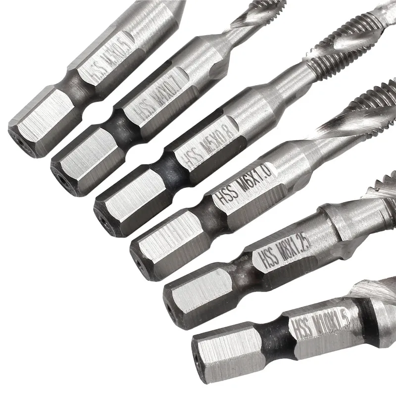 Neoteck 6Pcs/set hss Hexagon Hex Metric drill bit Tap Countersink Screw Thread M3 M4 M5 M6 M8 M10 Hand Tools Silver Gold Color