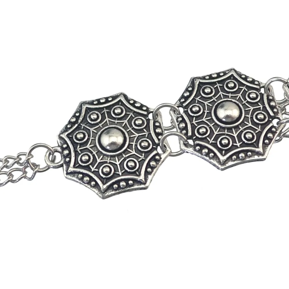 Богемные серебряные браслеты с монетами для женщин, Цветочный браслет с бусинами, цыганский этнический Племенной фестиваль, индийские ювелирные изделия, турецкий