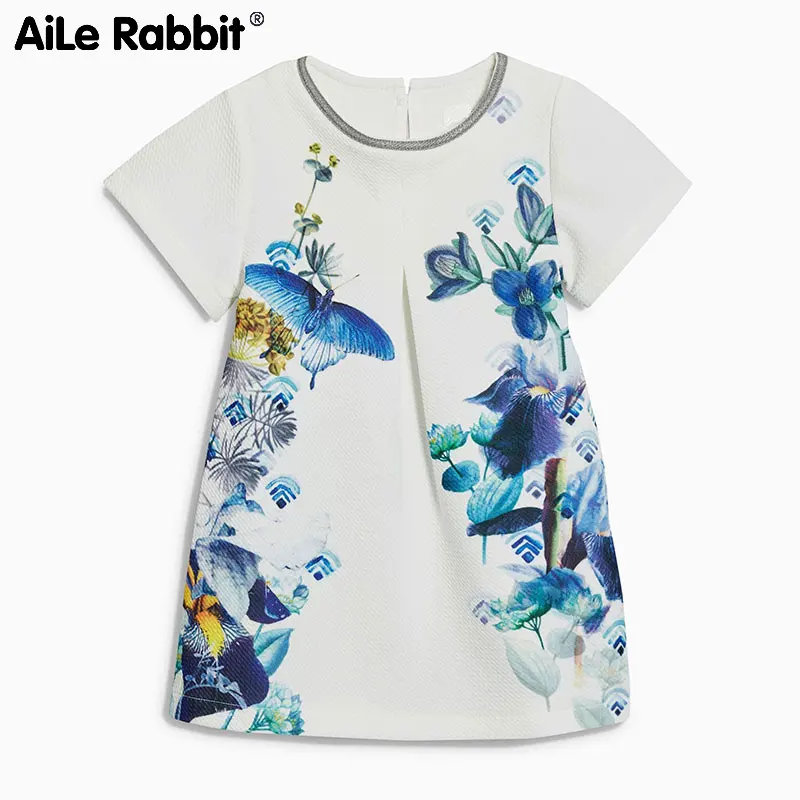 Летняя новая Брендовая детская одежда детские платья с принтом в европейском стиле для девочек