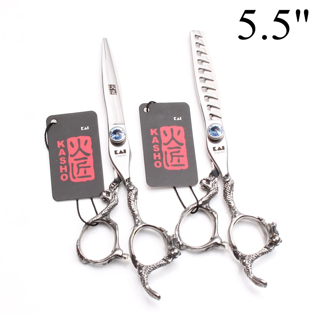 

5.5" 16cm KASHO 440C Professional Hairdresser's Scissors Cutting Shears Thinning Scissors Haircut Set Salon Hair Scissors H9006