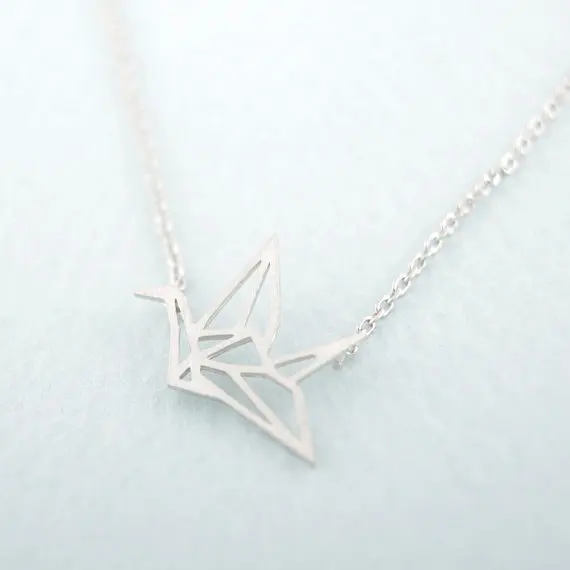 Gold Silver Origami Crane Necklace 1.jpg