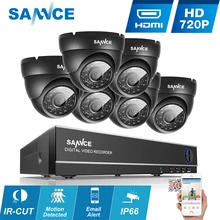 SANNCE HD 8CH CCTV Системы 720 P DVR 6 шт. 720 P 1200TVL ИК Открытый видеонаблюдения безопасности Камера Системы 8-канальный DVR комплект