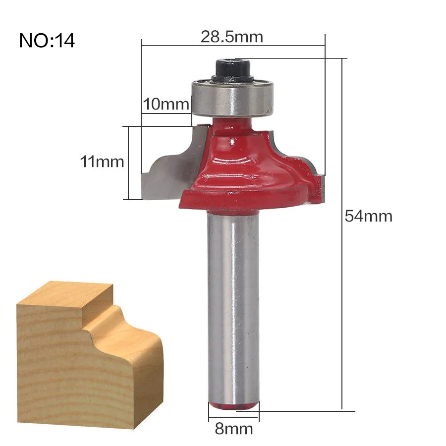 1 шт. 8 мм хвостовик древесины фрезы прямой концевой фрезы триммер очистки заподлицо отделка угловая круглая бухта коробка биты инструменты фрезерные Cutte - Длина режущей кромки: NO14