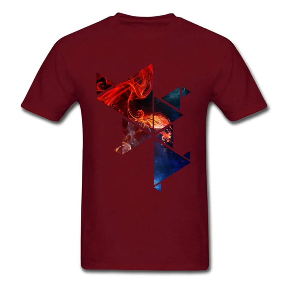 Abstract geometric T-Shirt for Men Geek Fall Tops & Tees Short Sleeve Retro Casual Tee Shirts O Neck Pure Cotton Abstract geometric maroon
