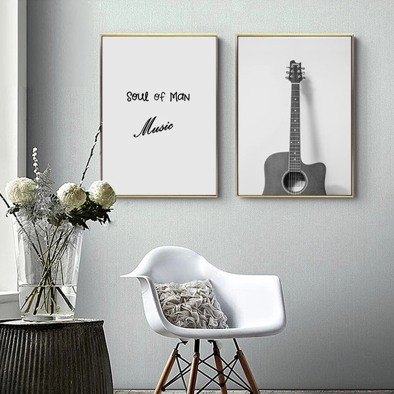 Preto-e-Branco-C-pia-Da-Arte-Do-Cartaz-Da-Guitarra-Da-M-sica-Nordic-Elemento