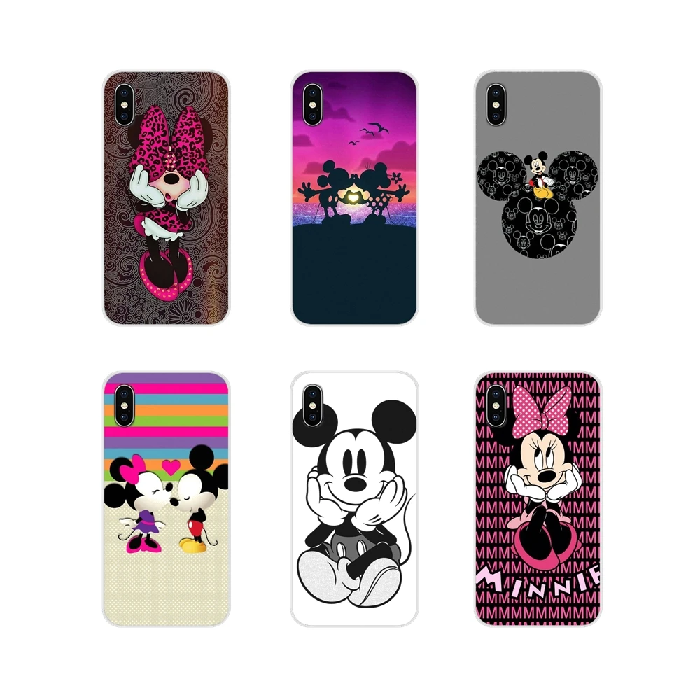 

For Xiaomi Redmi 4A S2 Note 3 3S 4 4X 5 Plus 6 7 6A Pro Pocophone F1 Transparent TPU Bag Case Kawaii Kissing Mickey Minnie Mouse