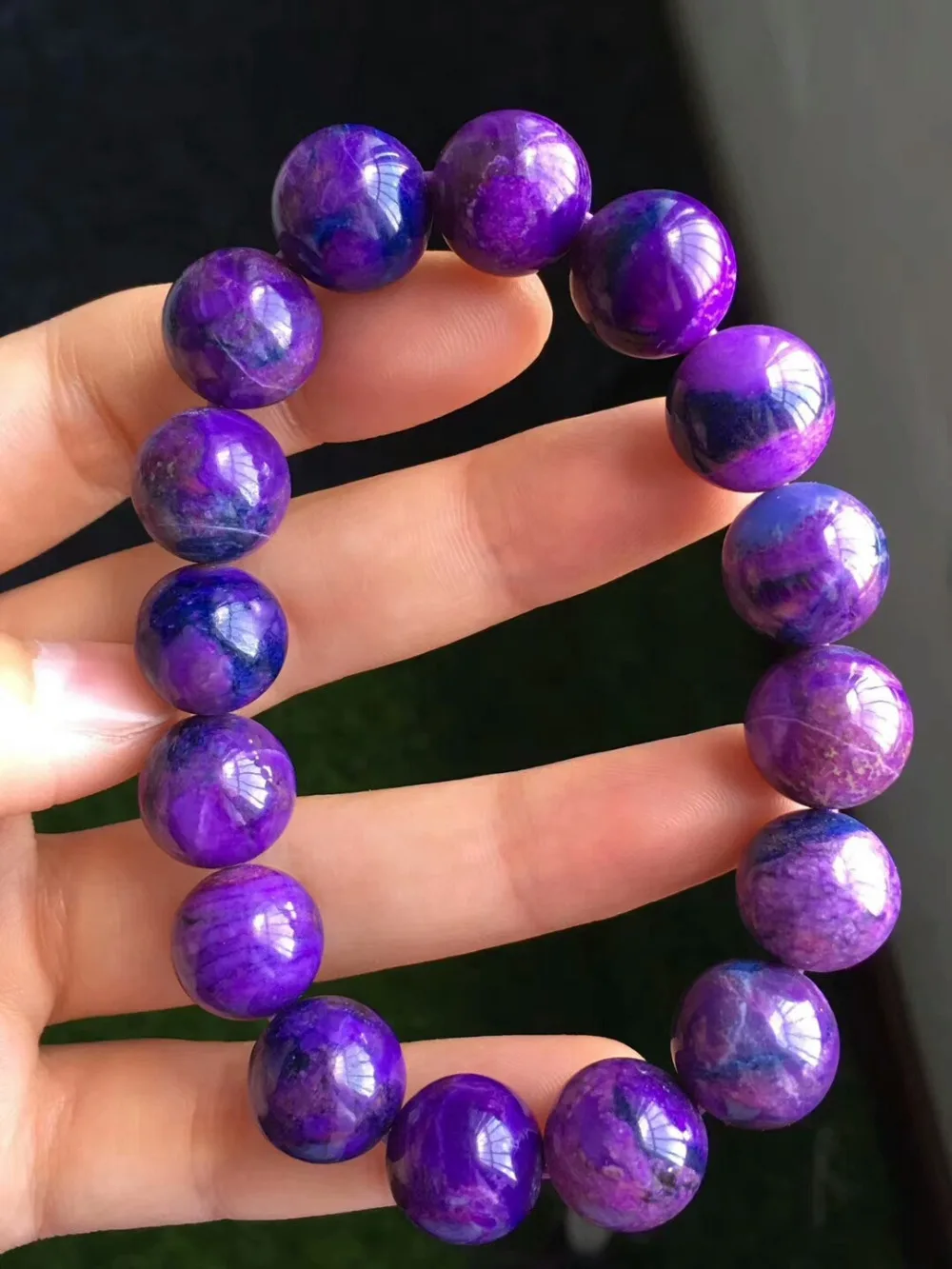 Genuine Natural Purple Sugilite Gemstone Round Beads Stretch Bracelet