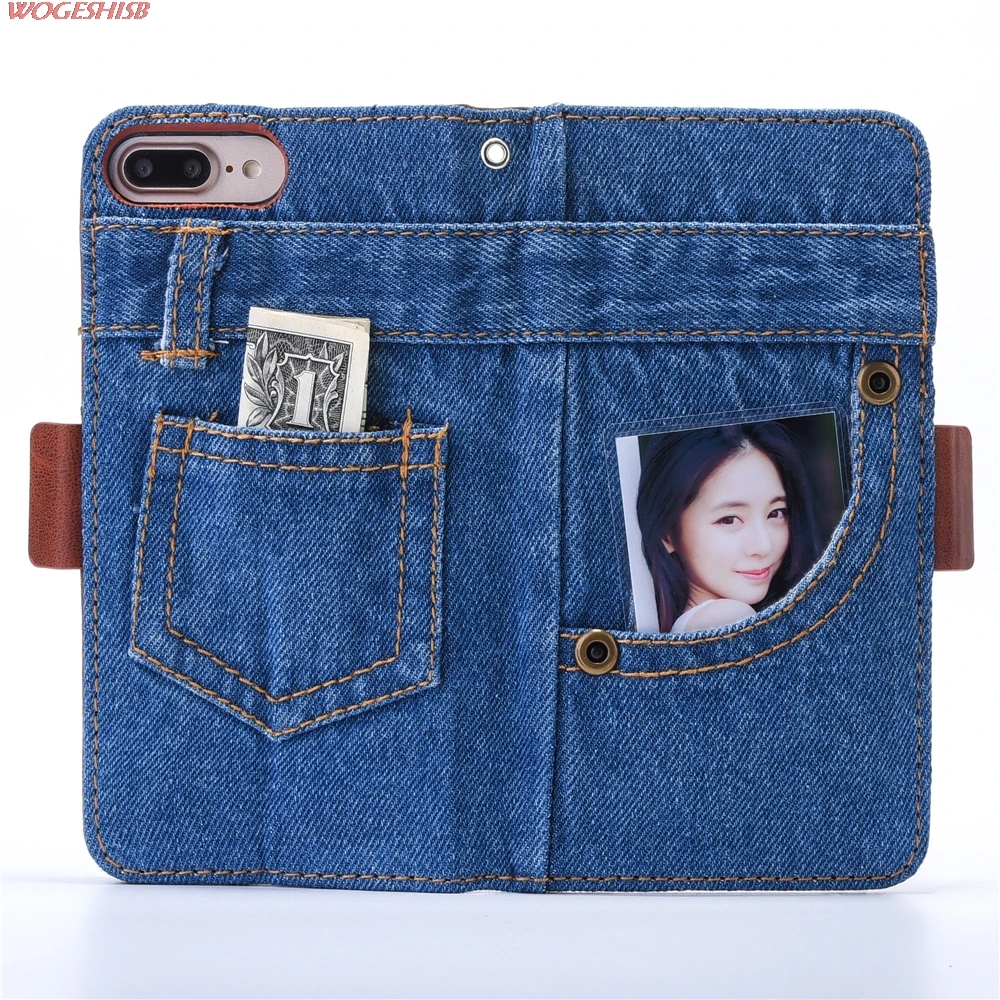 

Jean Style Blue Leather Flip Case for iPhone 7 Cases Vintage Denim Pants Wallet Cover for iPhone XS MAX X XR 7 8 Plus 6 6S