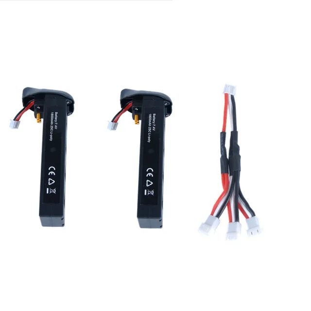 MJX ошибки 2 Батарея MJX B2C B2W 7,4 V 1800 мА/ч, 25C Lipo Батарея для MJX B2W С 3in1 Зарядное устройство кабель RC Запчасти вертолетная батарея - Color: 2 Black Batteries