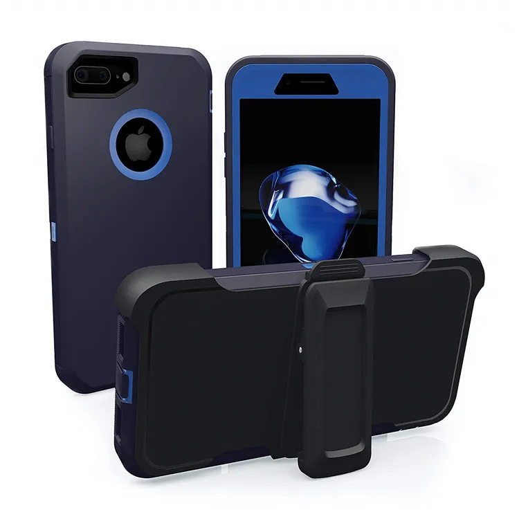 3 в 1 Броня серии ударопрочный Аква кобура защитный ремень клип чехол для Apple iPhone 6 6s 7 8 plus X XR XS MAX чехол для телефона - Цвет: navy blue blue