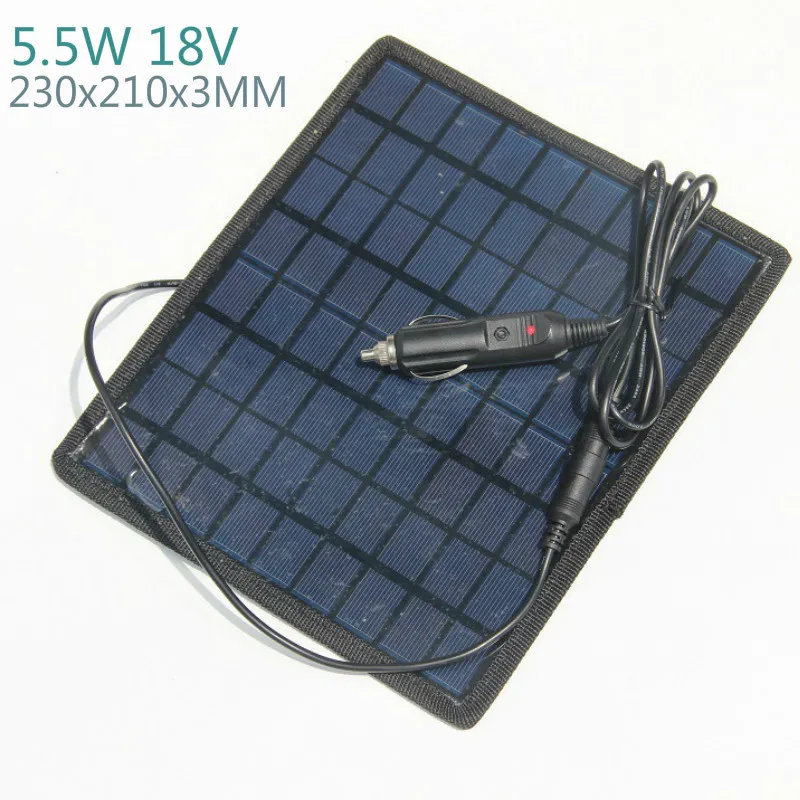 

5.5W 18V Solar Car Battery Charger Solars Power Battery Core Board Rechargeable 12V Car Battery High Quality Solar Charger