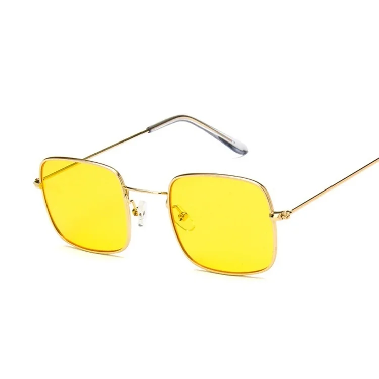 Vintage Women's Sunglasses Small Square Red Yellow Clear Lens Lady Retro Ocean Eyewear | Аксессуары для одежды