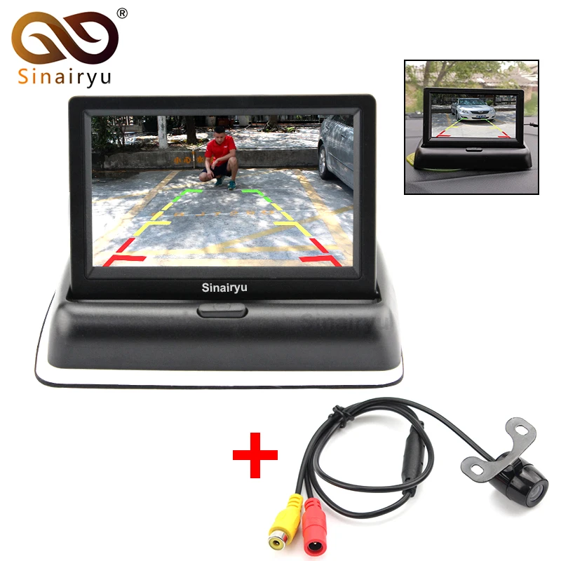 

Sinairyu Standing on the Panel 4.3 Inch Folding Car LCD Monitor with CCD Rearview Camera Waterproof Safe Driving