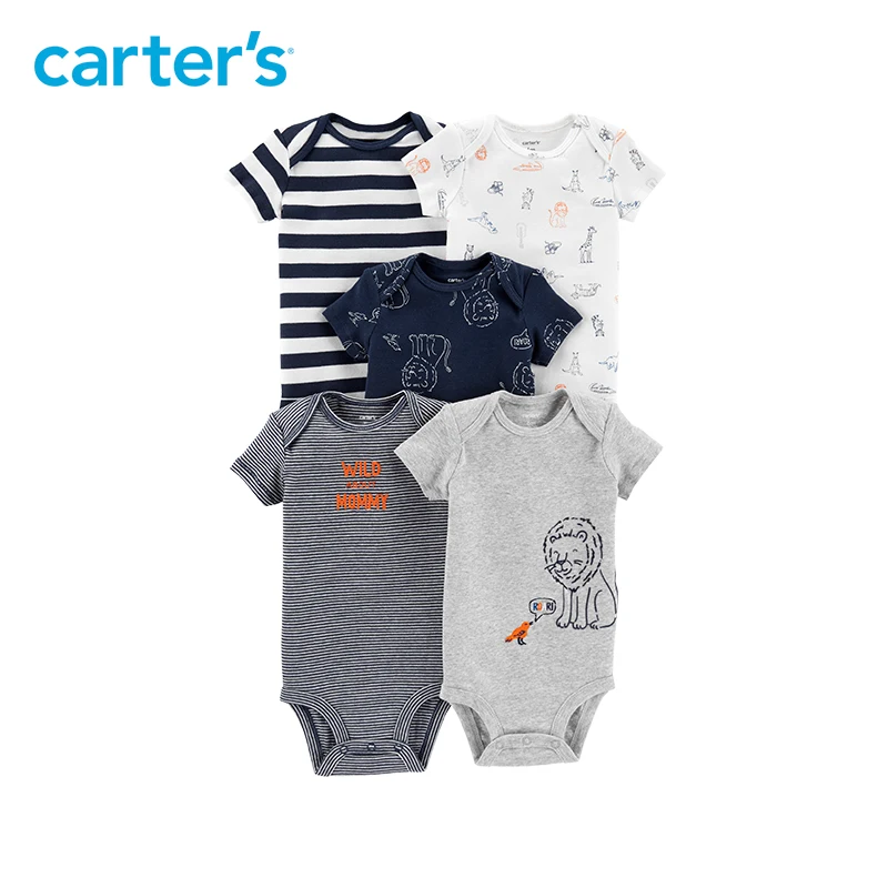 Carters 5-Pack Лев Оригинальное боди для маленьких мальчиков с милым принтом хлопковые боди для новорожденных одежда для малышей 126H669 - изображение