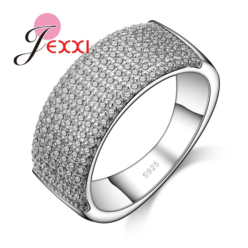 

Luxurious High Quality Jewelry Fashion 925 Sterling Silver Wedding Ring Women Men Engagement With Shiny Cubic Zirconia