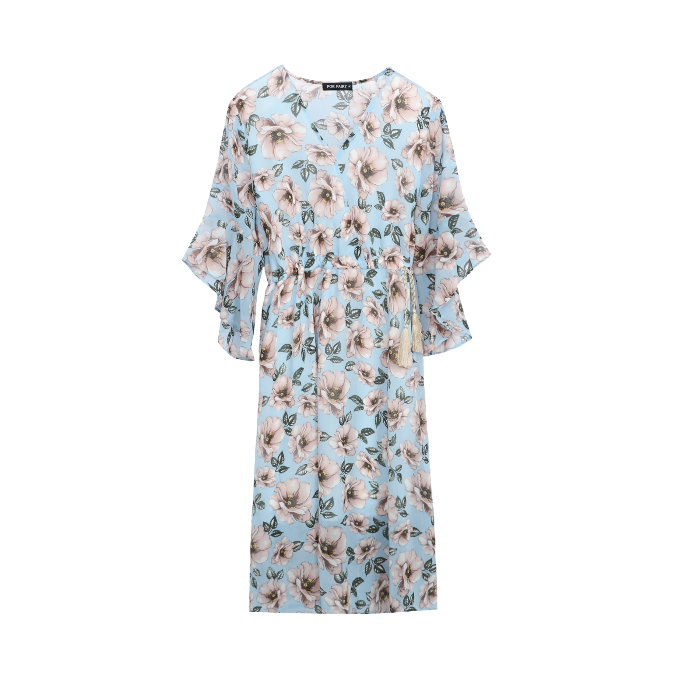 

Summer v-neck floral chiffon dress 5xl plus siize women