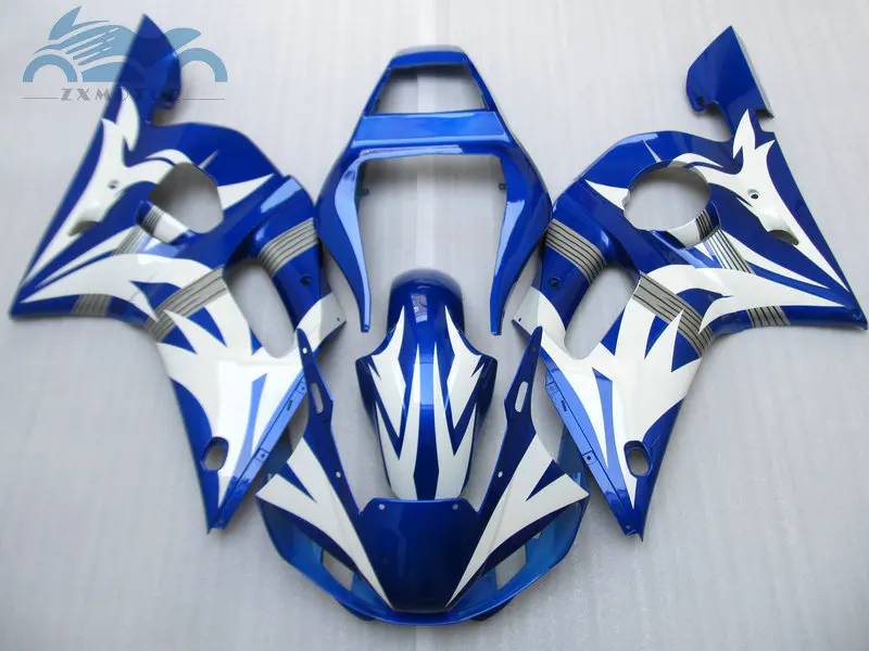 

Free Custom fairings kit for YAMAHA R6 YZFR6 1998 1999 2001 2002 YZF R6 98-02 ABS plastic fairing kits blue white body kits EB49