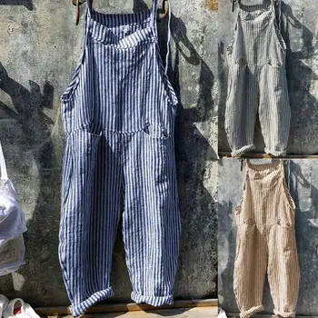 

2019 New Fashion Jumpsuit Women‘s Summer Casual Loose Striped Pants Jumpsuit Strap Harem Trousers Overalls