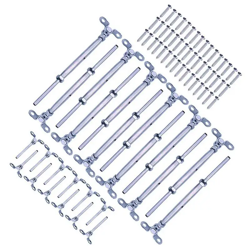 

12Pcs T316 Steel Adjustable Angle Cable Railing Hardware Kit For 1/8Inch Wire Rope Wood Post