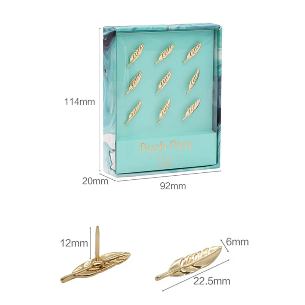 light blue push pins gold feather size