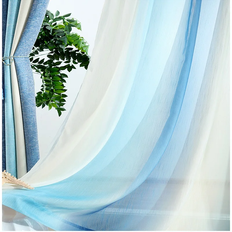 Современная Скандинавская простая льняная занавеска для гостиной s на заказ средиземноморская синяя полосатая занавеска для спальни тканевая пряжа P109D3