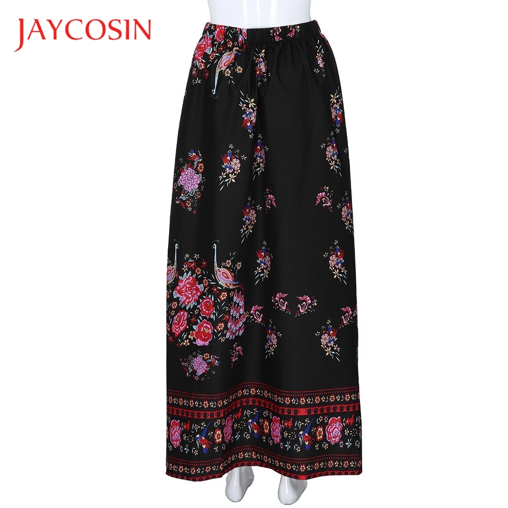 JAYCOSIN юбка макси в стиле бохо пляжная Цветочная Праздничная женская летняя длинная юбка с высокой талией повседневные, пляжные, на вечеринку