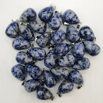

fashion sodalite 50pcs/lot charm natural stone Pendants & necklaces for making Jewelry water Drop Pendulum pendant wholesale