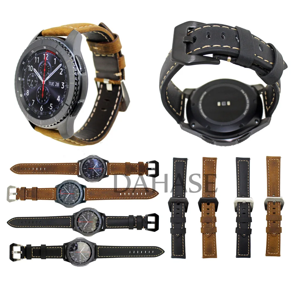 Матовый ремешок DH из натуральной кожи для смарт часов Samsung Gear S3 Frontier с