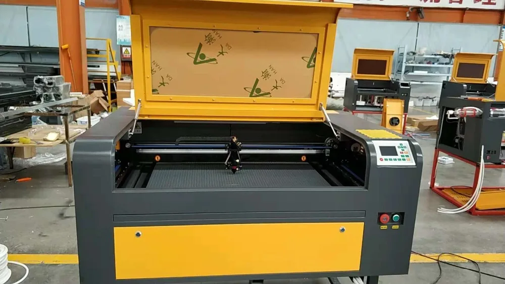 

RECI 100W 6090 laser cutting machine X Y axis all with 15mm square rail and Ruida 6442S include CW5000 chiller free to russia