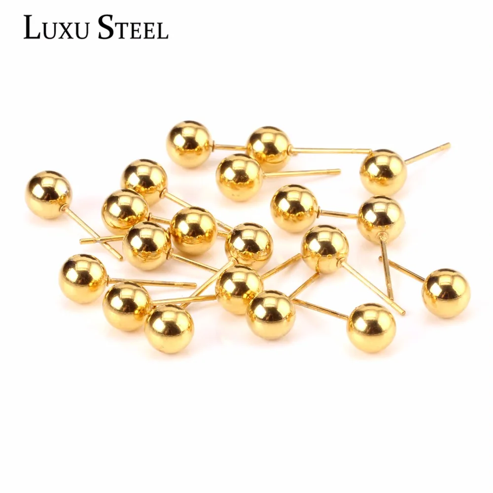 

LUXUSTEEL 10Pairs/Lots Size 3mm to 10mm Earring Sets Stainless Steel Different Color Ball Push Back Earrings Pendientes Mujer