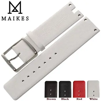 

MAIKES New Arrival Genuine Leather Watch Band Strap Black White Soft Durable watchbands Case For CK Calvin Klein K94231