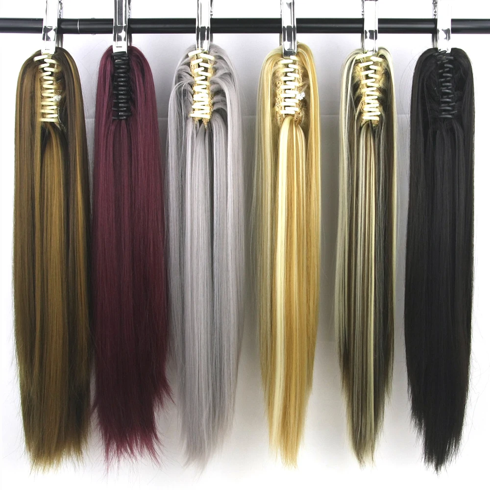 

Soowee Straight Long Clip In Hair Extensions Blonde Black Little Pony Tail High Temperature Fiber Synthetic Hair Claw Ponytails