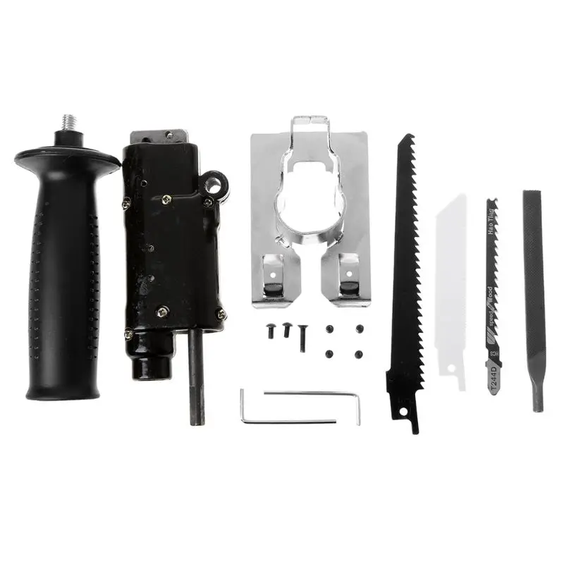 

Reciprocating Electric Drill Attachment With Saw Blade Set Wood Metal Cutting Woodworking Tool Kit Accessories