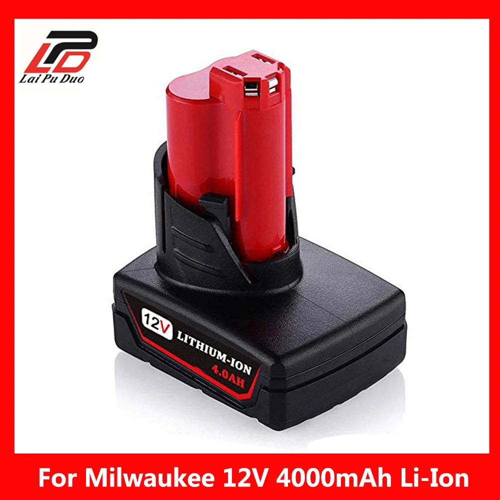 

4000mAh 12V Rechargeable Power Tool Lithium Ion Battery Replacement Battery Backup 4.0Ah for Milwaukee M12