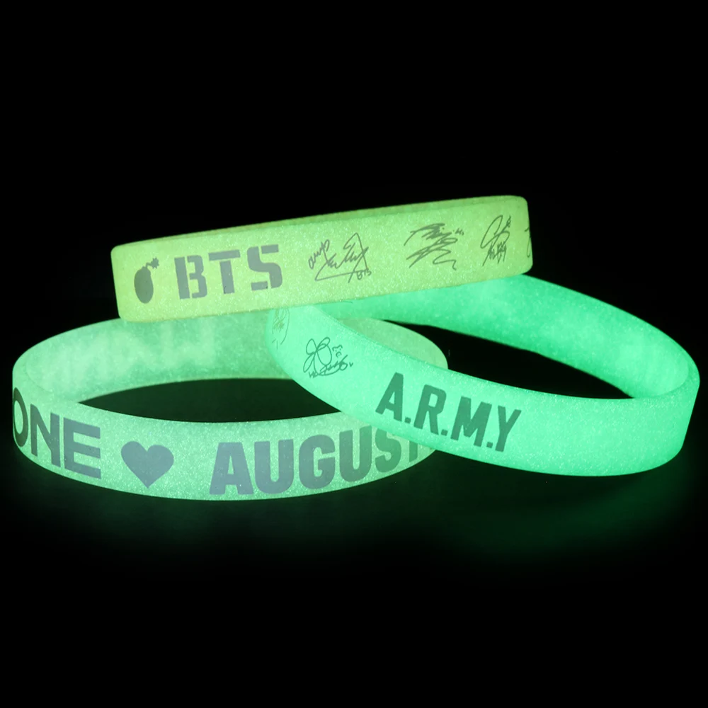 

1pc KPOP BTS Bracelet SUGA V Silicone Wristband Wanna One Luminous Bracelets Bangtan Boys Jewelry