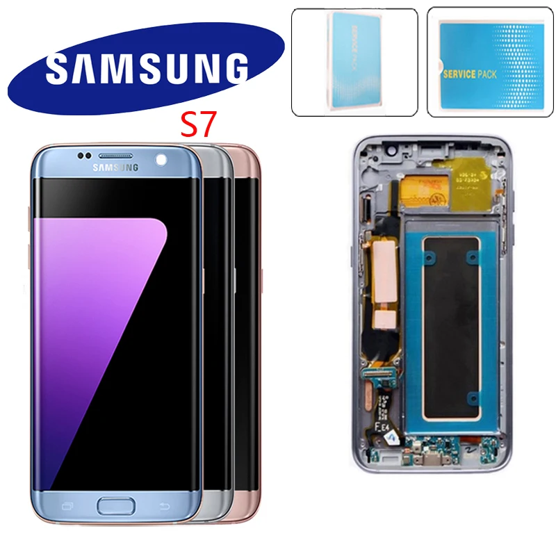 

5.5'' SUPER AMOLED For Samsung Galaxy S7 Edge G935 G935F G935FD LCD Display With Screen Digitizer Assembly Repair With Frame