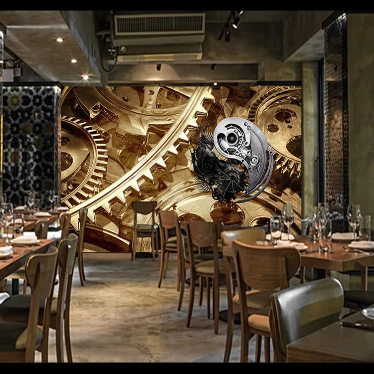 Custom photo wallpaper restaurant industry wind wallpaper bar KTV rooms bedroom living room metal gear 3D wallpaper mural Custom photo wallpaper restaurant industry wind wallpaper bar KTV rooms bedroom living room metal gear 3D wallpaper mural