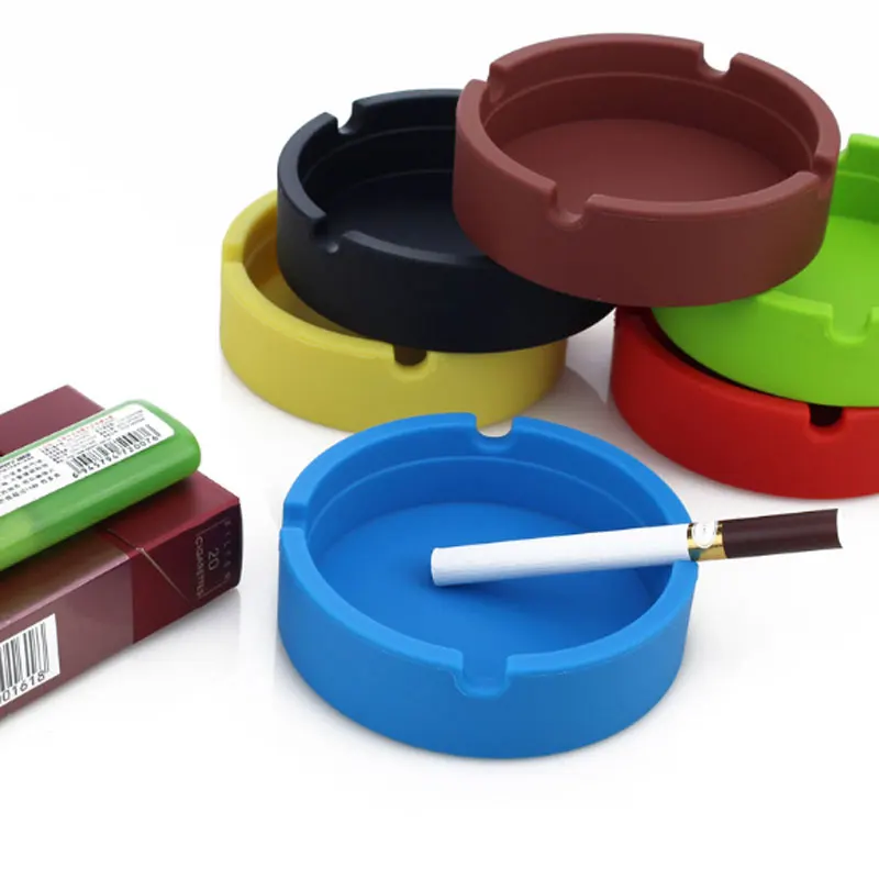 Portable Ashtray Silicone Simple Round Ecofriendly High Temperature