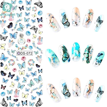 

Rocooart DS072 2018 Nail Design Water Transfer Nails Art Sticker Color Butterfly Nail Wraps Sticker Watermark Fingernails Decal