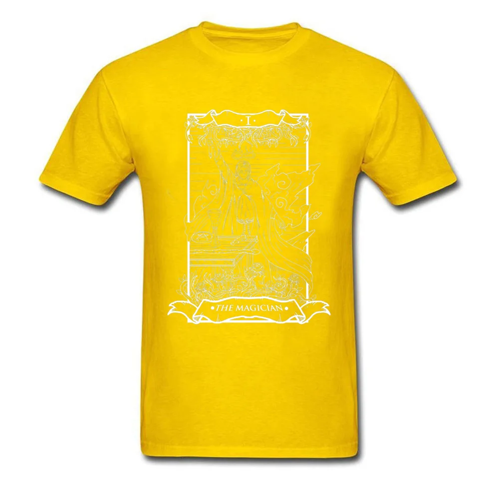 Leisure Design Tops T Shirt Short Sleeve for Men 100% Cotton Summer/Autumn O-Neck T Shirts Printing Tops Shirt Fashionable Tarot Card The Magician Dark Edition 4711 yellow